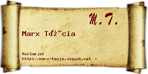 Marx Tácia névjegykártya
